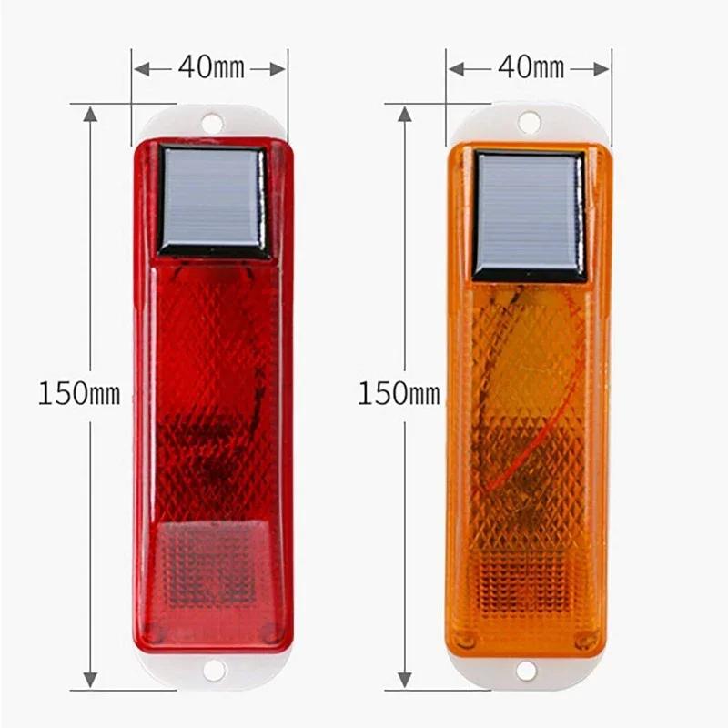 2pc Solar Strobe Warning LED Lamp Strobe Flash Traffic Caution Light Chip Control Bridge Rechargeable Night Driving Safety Light