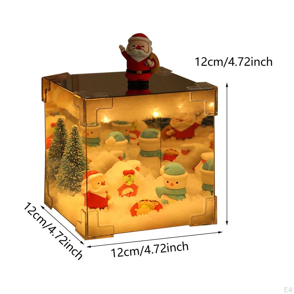 DIY Christmas Night Light Kit Figurines Cube Mirror Decoration
