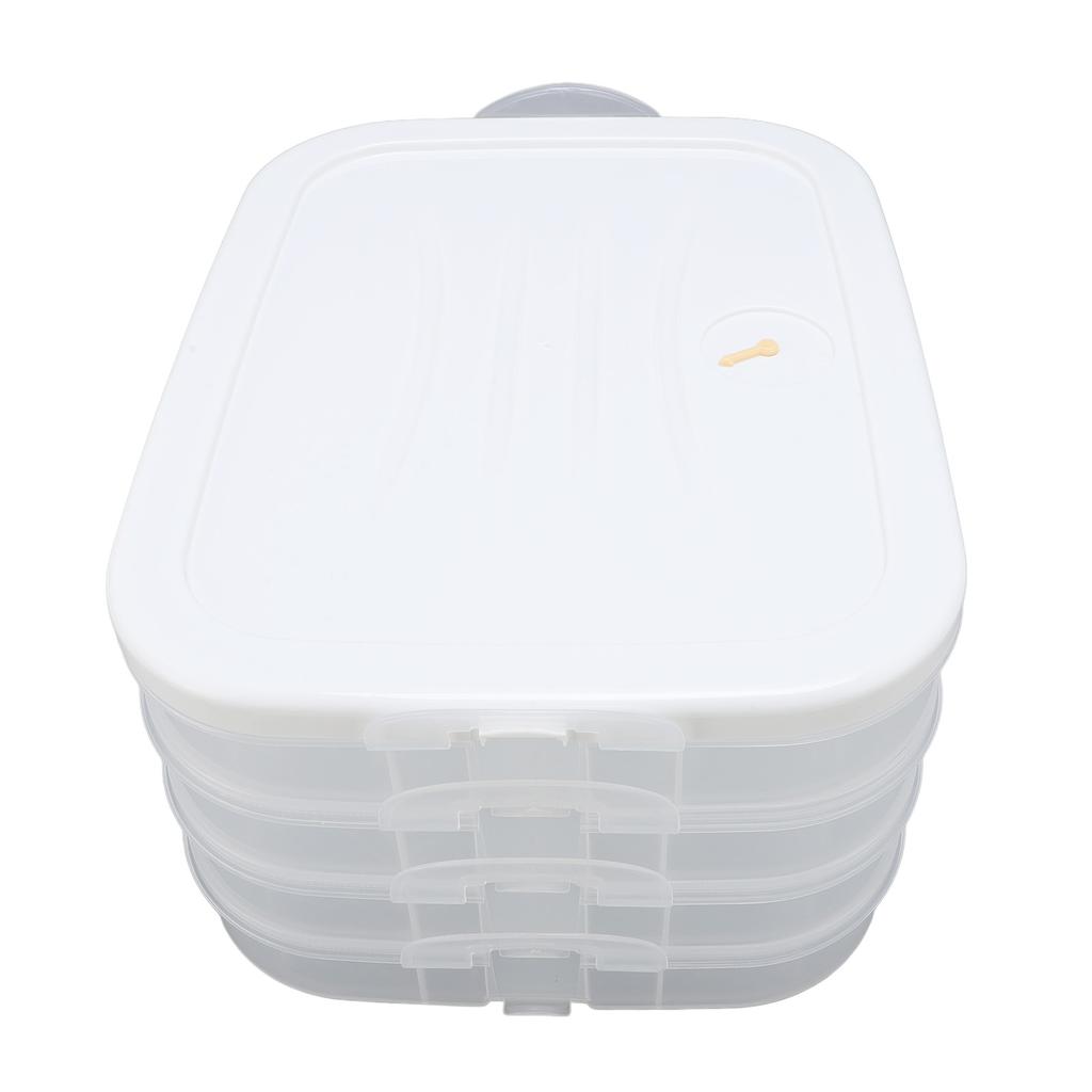 4 Layer Dumpling Storage Box with Lid Double Buckle Sealing Stackable Food Container for Kitchen Ref