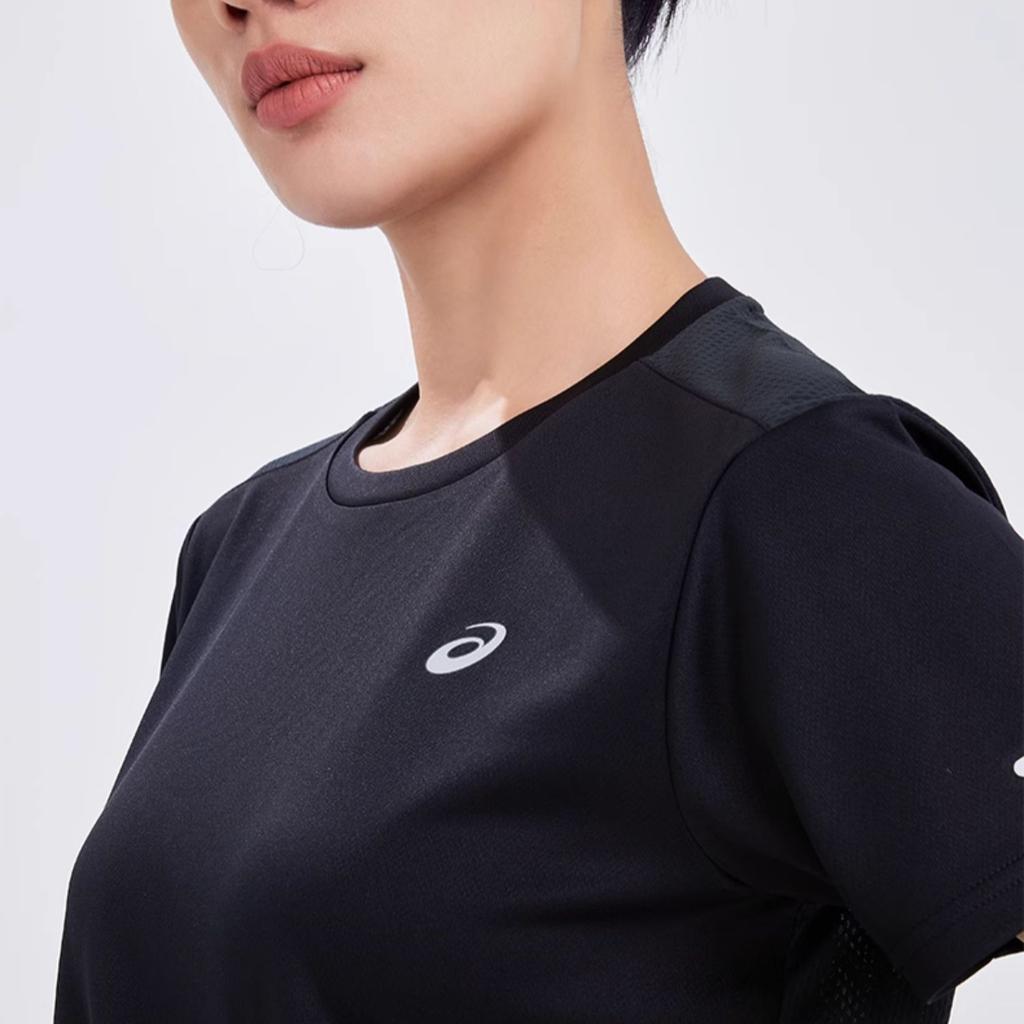 Asics Soft And Comfortable Round Neck Pullover Short Sleeve T-Shirt Women Tops Black 2012C903-001