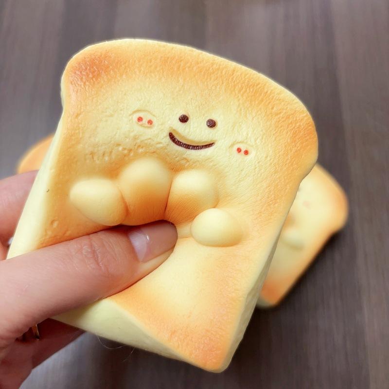 Creative Soft Toast Slice Pinch Toy, Cute Slow Rebound, Stress Relief Sensory Stimulation Squeeze Toy