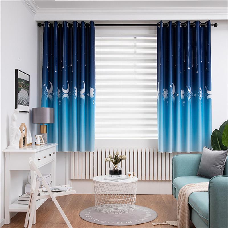 Full Blackout Print Curtains Living Room Bedroom Bay Window Curtains