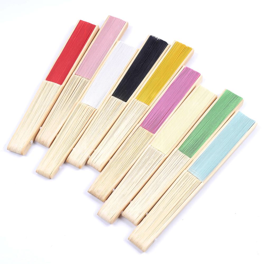 1pc Personalized Engraved Bamboo Hand Fans Foldable DIY Hand-Painted Solid Color Wooden Fan Gift Antiquity Folding Fan Wholesale