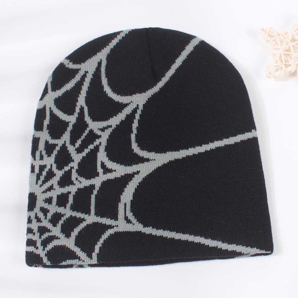 Versatile Style Hat Cool Spider Web Mens And Womens Warm Knitted Hatsbeanie