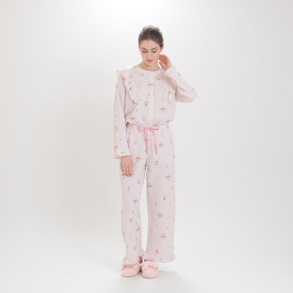 Pijama Căptușeală Bumbac Roz Shortcake [Narue] Set, Ținută, Pentru Femei,