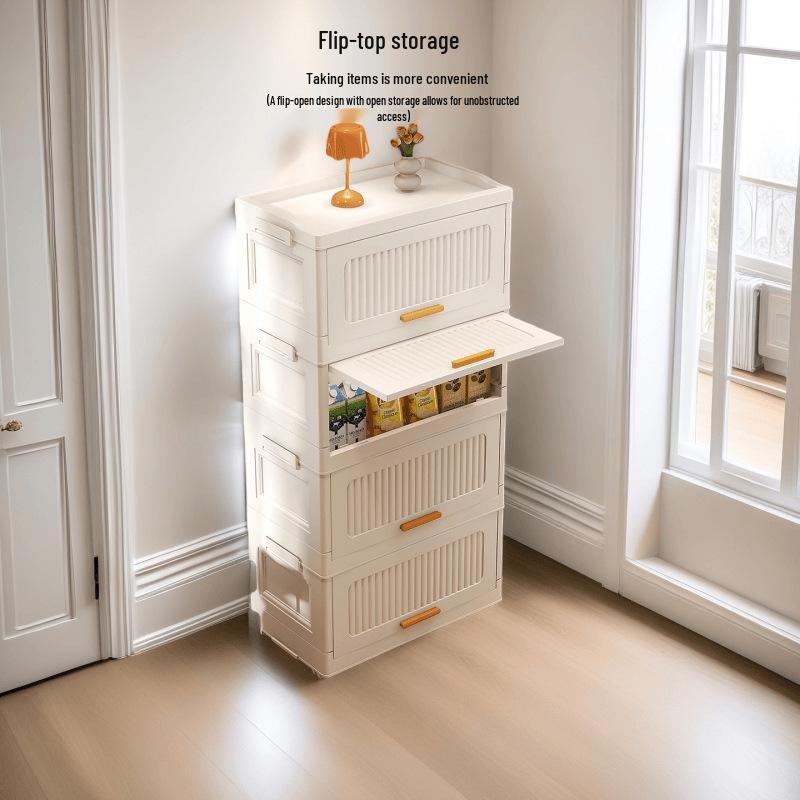 Foldable Five-Drawer Multi-Layer Storage Cabinet for Home, Bedroom, or Kitchen
