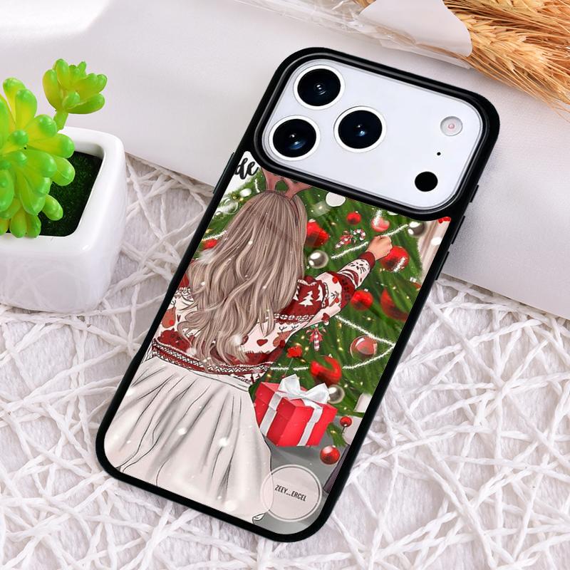 Christmas Girls Tree Gift Phone Case for iPhone 17 Air 16 15 11 12 14 13 Pro Max Shockproof Cover