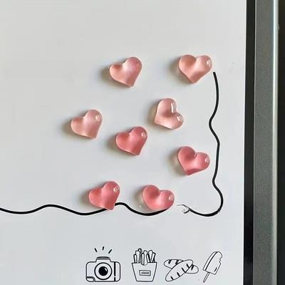 Magneti da Frigo Trasparenti a Forma di Cuore 10pz Semplici Eleganti Adesivi per Lavagna Promemoria Fai da Te Mini Accessori Decorativi per Frigo di Casa