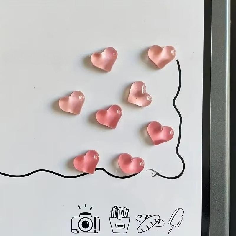 Transparent Heart Shaped Fridge Magnets 10pcs Simple Stylish Memo Board Stickers DIY Mini Home Fridge Decoration Accessories