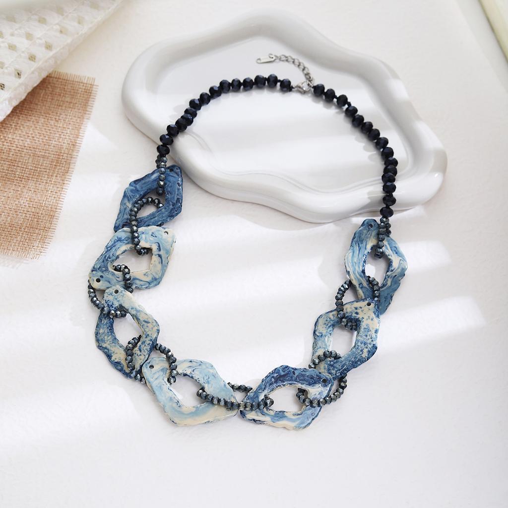 Exaggerated Retro Bohemian Acrylic Beaded Necklace Women's Ethnic Style Sweater Chain Accessories