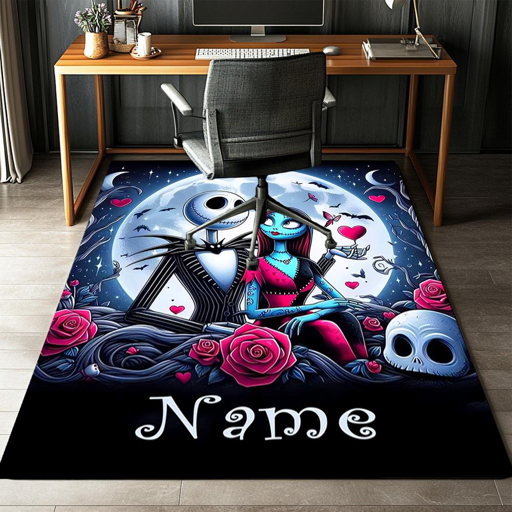 Custom Name The Nightmare Before Christmas Printed Carpet,Rug for Office Chair Living Room Bedroom Kitchen Room Decor Gifts.