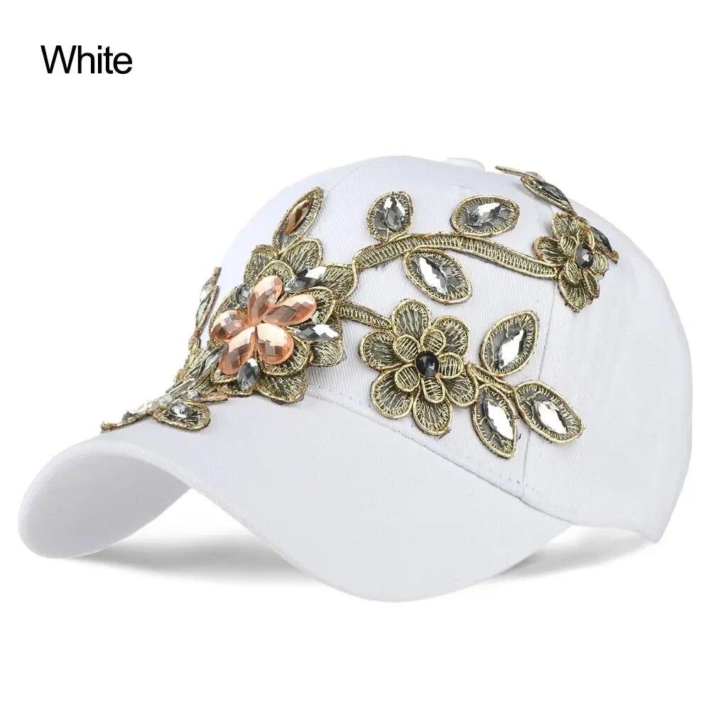 Outdoor Women Hat Rhinestone Flower Sports Baseball Cap Cowboy Sun Hat