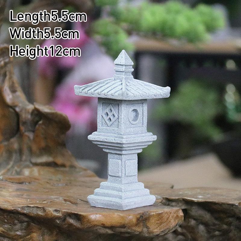 Vintage Zen Miniature Sand Stone Tower Pavilion Ornaments Lantern Figurines Japanese Garden Bonsai Rockery Lanscaping Home Decor