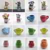 6/8Pcs Mini Ceramic Vase Refrigerator Magnet Home Office Kitchen Locker Fridge 3D Miniature Flower Vase Magnetic Decoration Ornament