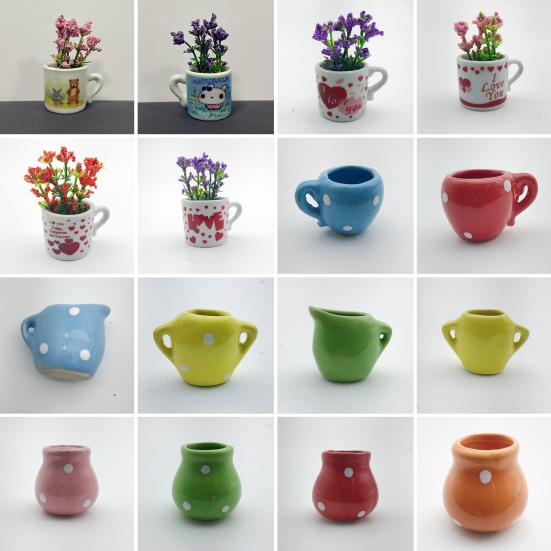 6/8Pcs Mini Ceramic Vase Refrigerator Magnet Home Office Kitchen Locker Fridge 3D Miniature Flower Vase Magnetic Decoration Ornament