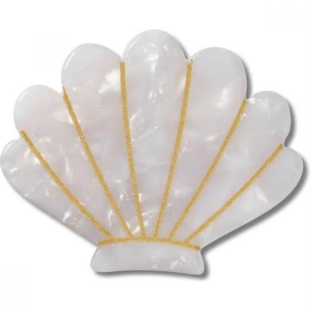 

Crocs White And Gold Shell Jibbitz Shoe Decoration Accessory one/free