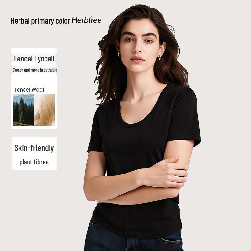 Women s Slim-Fit Lyocell Tencel Short-Sleeve T-Shirt L