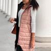 Womens Ladies Warm Plus Size Solid Color Hooded Single Breasted Medium Length Cotton Jacket Waistcoat Slim Cardigan Coat