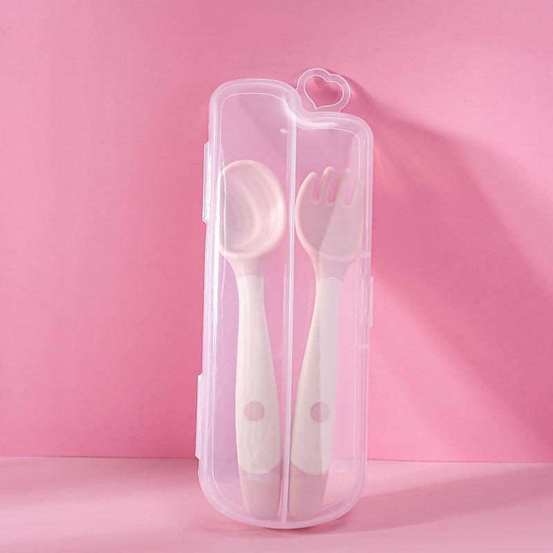 Baby Children Spoon Fork Set Soft Bendable Silicone Scoop Fork Kit Tableware Toddler Training Feeding Cutlery Utensils Tableware
