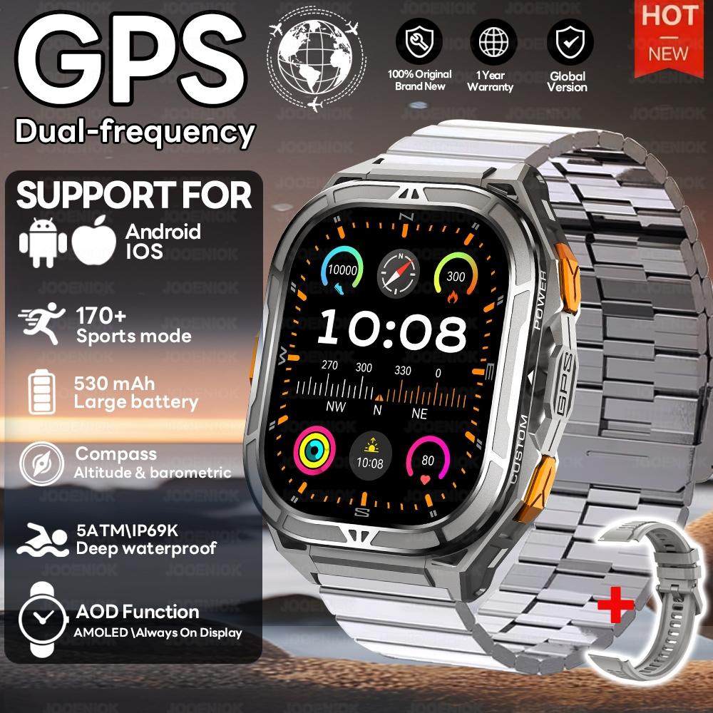 New GPS Smart Watch 10ATM Waterproof Built-in Dual-band GNSS Compass Military Sport Smartwatch Men  New