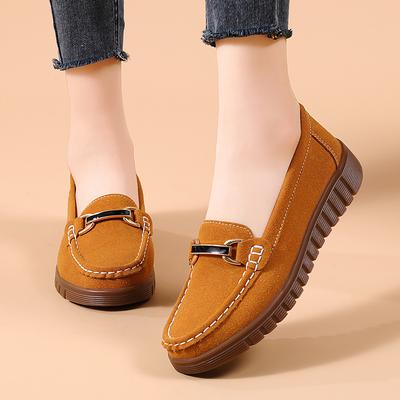 Mocassins pour femmes Chaussures en daim à semelle souple Chaussures plates décontractées Mocassins Chaussures de marche à enfiler