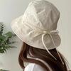 Fashion Solid Color Sunscreen Bucket Hat Breathable Thin Fisherman Hat Wide Brim Lace-Up Sun Hat Beach Travel Basin Hats Korean