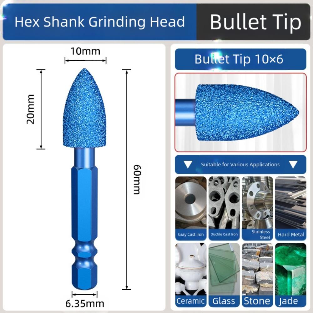 Grinding Head Hex Shank Rotary File For Polishing Stone Glass Carving Abrasive Tools Steel Alloy Milling Cutter