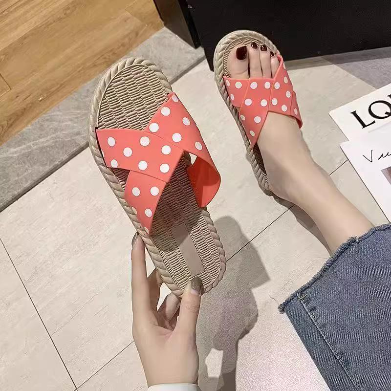 Polka Dot Women's Non-Slip Summer Flip-Flops: 2026 Trendy, Versatile, Wear-Resistant Beach Flats