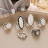 Opal Stone Carving Transparent White Bohemian Jewelry Women Ring Sets Inset Joint Ring Vintage