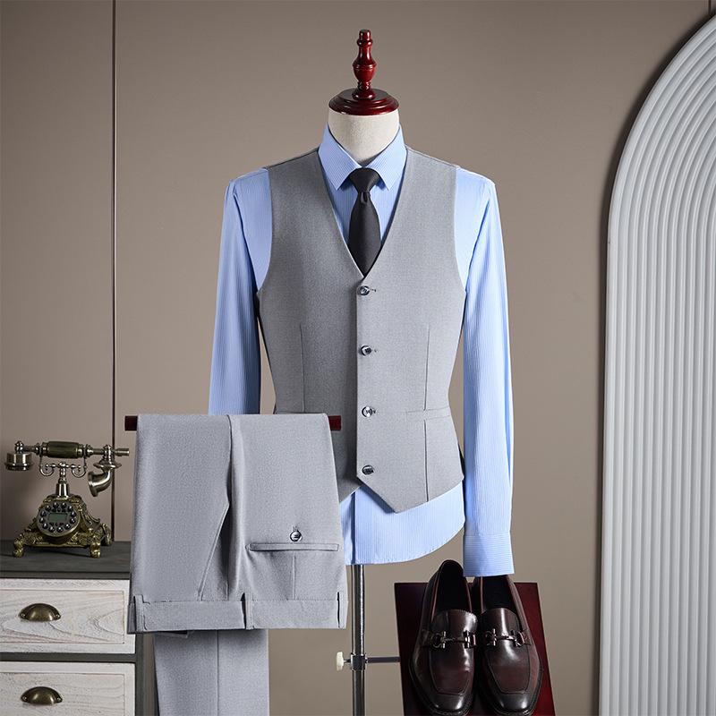 Douyin Bestseller Men's Notched Lapel Business Casual Three-Piece Suit Set