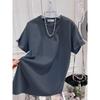 Large Version of Loose T-shirt for Women's Short-sleeved Pure Cotton Summer New Korean Version of Cute Girl Mid-length Top
