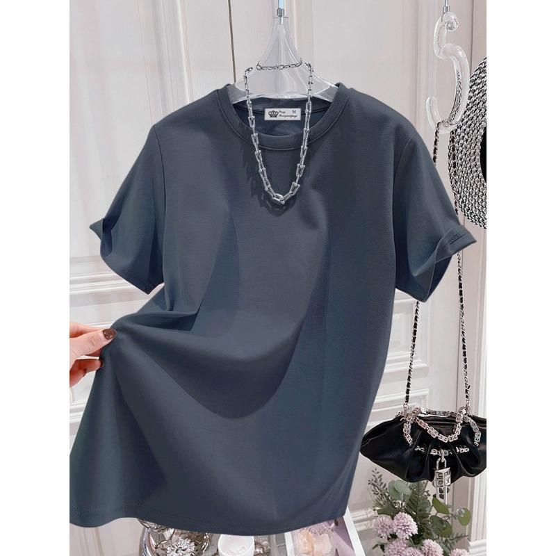Large Version of Loose T-shirt for Women's Short-sleeved Pure Cotton Summer New Korean Version of Cute Girl Mid-length Top