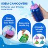 Soda Can Cover With Straw Creative Sealed Plastic Straw Beverage Can Cover Cup Suitable For Canned Beverage Reusable Tank Cover