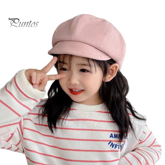 

Детский берет с короткими полями, винтажная однотонная кепка газетчика, теплая осенне-зимняя кепка для девочек, восьмиугольная кепка, повседневный головной убор для активного отдыха розовый