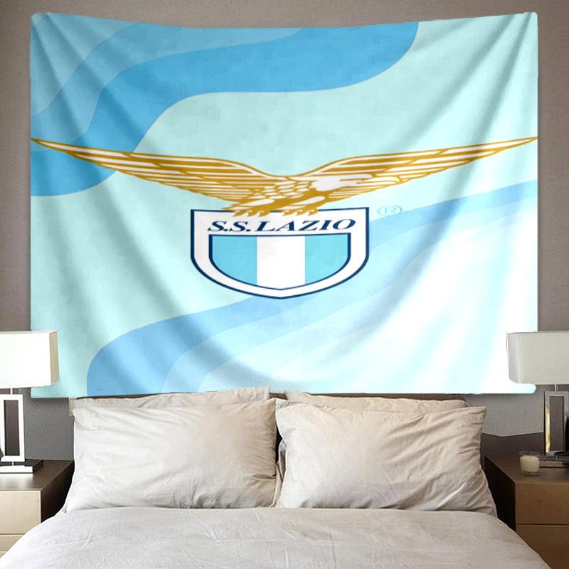 Lazio Football Crest Printed Tapestry, Fabric Tapestry Wall Hanging Decoration for Bedroom, Living Room, Dorm Room Home Party Fan Gifts