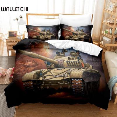 Tank Duvet Cover Set King Size War Theme Bedding Set Dirt Bike Quilt Cover for Kid Boys Men Comfortable Microfiber Quilt Cover
