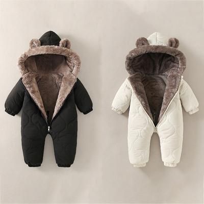Baby Winter Warm Jumpsuit met Capuchon Fleece Bodysuit