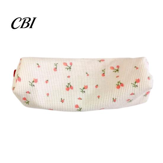 Girls Pencil Case Cute Floral Case, Mini Cotton Pouch for Pens Pencils Erasers, Lightweight Zipper Storage Bag Students, Kawaii Stationery Organizer