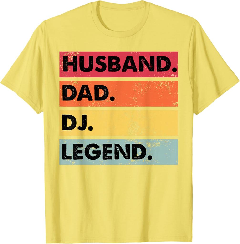 HHusband Dad DJ Legend Funny DJ Disc Jockey Music Player TShirt Casual Short Sleeve Top