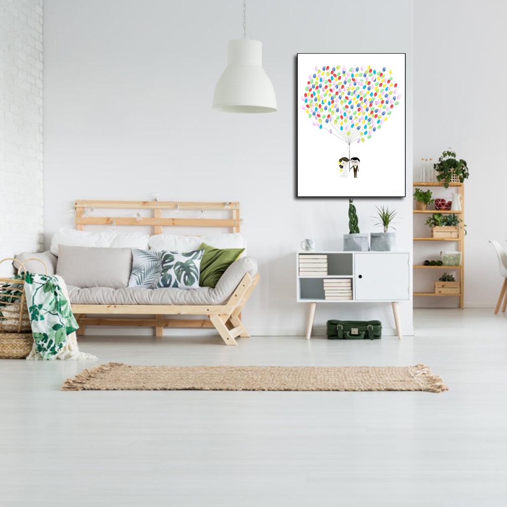 Parmak Baskısı Resim Gelin Damat Düğün Deseni Kendin Yap İmza Resim Dekorasyon İçin