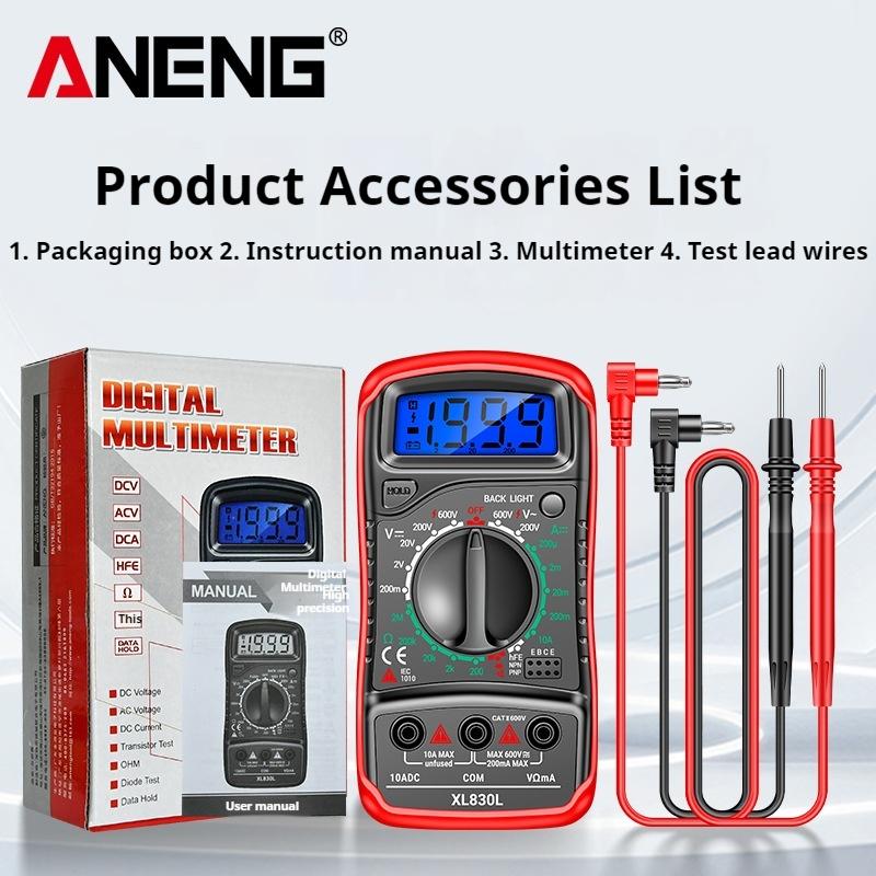 ANENG XL830L Digital Multimeter Ammeter Multimetro Tester Meter Tools hFE Triode Ohm NCV Diode Smart Voltage AC/DC Resistance