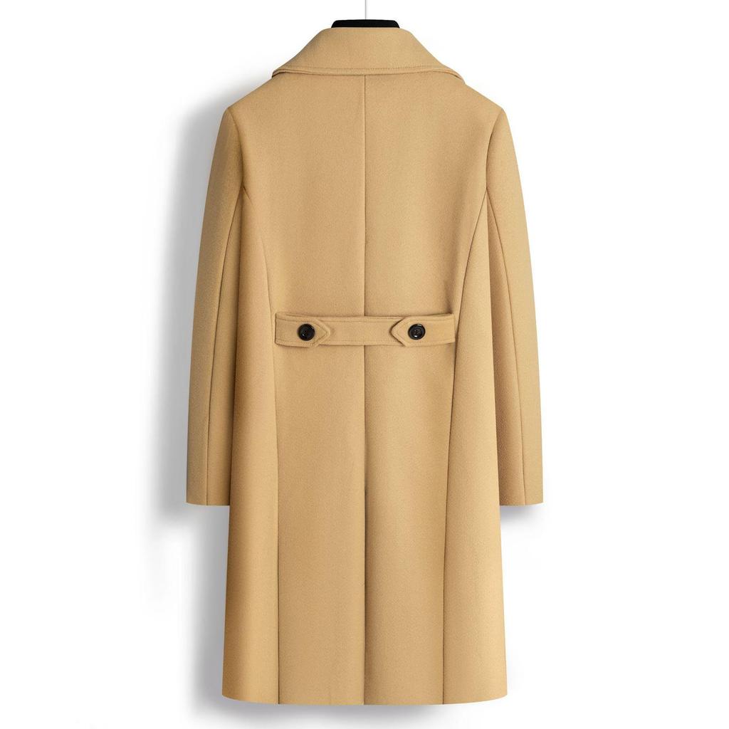 Neuer Herbst/Winter Europäischer & Amerikanischer Herren Zweireihiger Mittellanger Woll-Trenchcoat