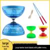 Large Leather Diabolo with Crystal-Clear Double-Head, Soft Rubber, and Triple Bearings for All Ages