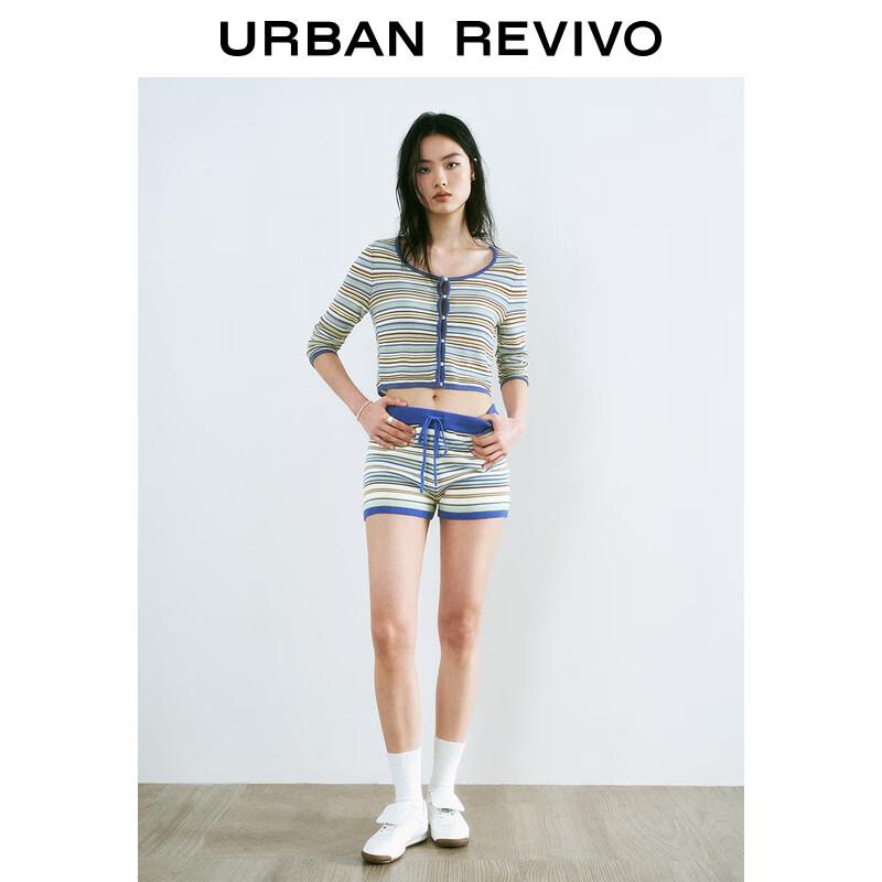 

Женский вязаный кардиган в полоску с цветовыми блоками UR XS