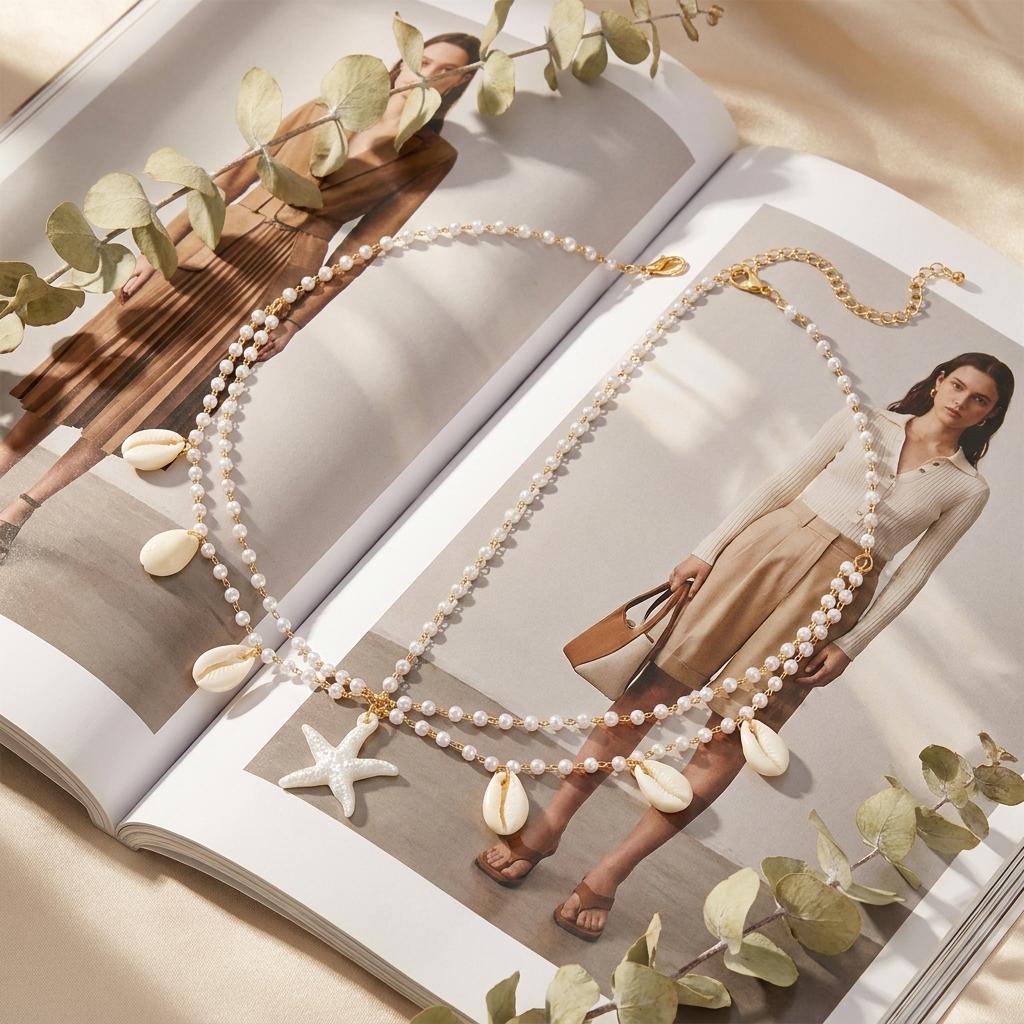 Bohemia Headband Shell Hair Accessory Chain Jewelry for Women Elegant Imitation Pearl Tassel Headpiece Beach Vacation Gifts