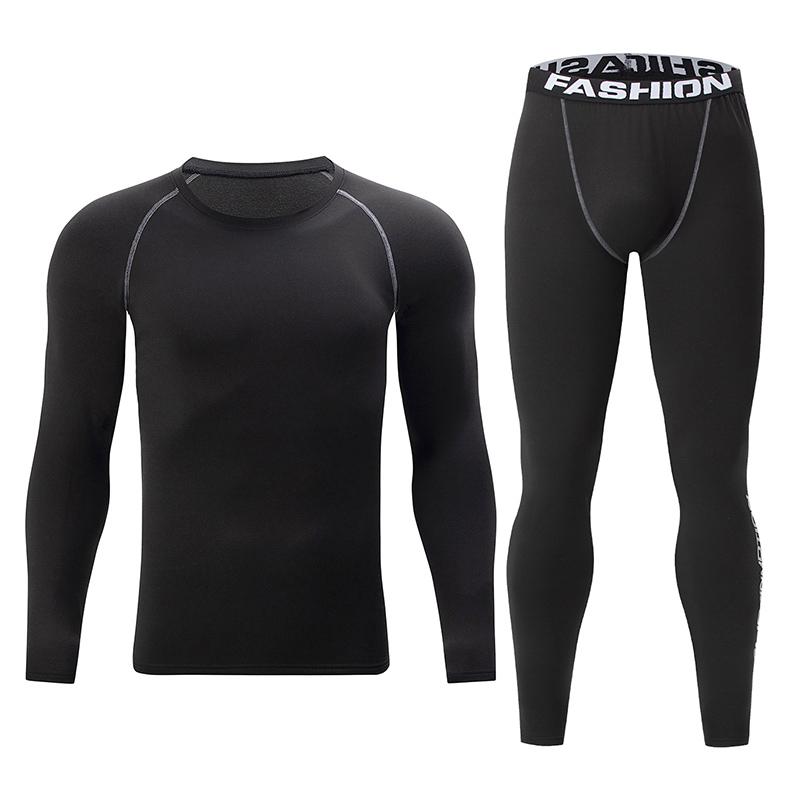 2-piece Men's Warm Corset Warm Suit Corset Jacket and Trousers Men's Fitness Pants Shirt Running Yoga Sports Pants
