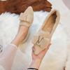 Pointed Hair Women's Winter Wear 2025 New Velvet High-heeled Single Shoes Doudou Shoes Cotton Ladyshoes Large Size 41-43