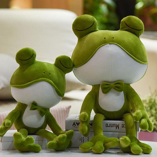 Stuffed Doll Cartoon Skin-friendly Colorful Green Frog Stuffed Doll for Bedroom