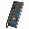 Card Slot Phone Cover for Samsung Galaxy Z Fold5 5G,PU Leather+PC Wristband Kickstand Cell Phone Case