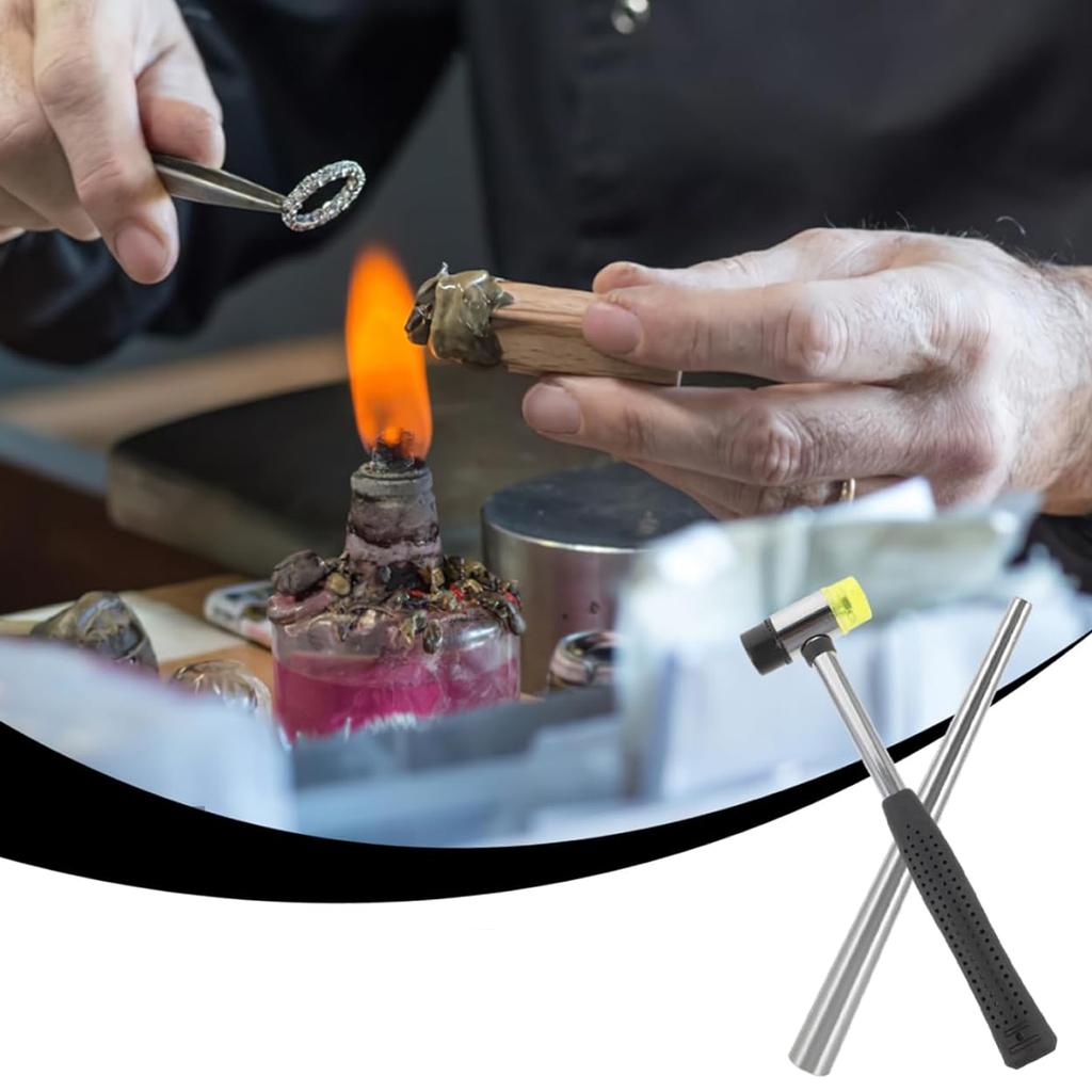 Round Rings Shaping Making Tool with Rubber Hammer, Metal Bracelet Mandrel Jewelers Making Repairing Tool